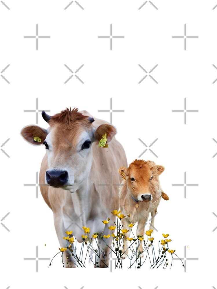 Mother and baby Cute jersey cow with buttercup flowers Kids T-Shirt for  Sale by ShereeDavinia