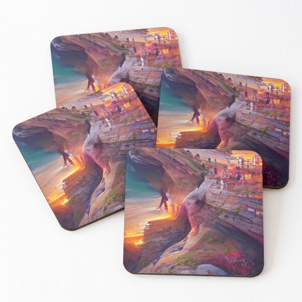 Item preview, Sunset cliffs Psychic style Art designed and sold by NeuralProd.