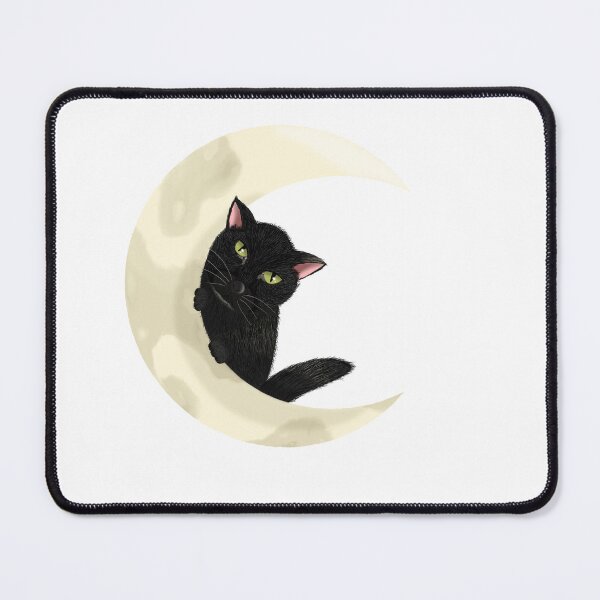 Item preview, a black cat with a moon designed and sold by Besselenee.