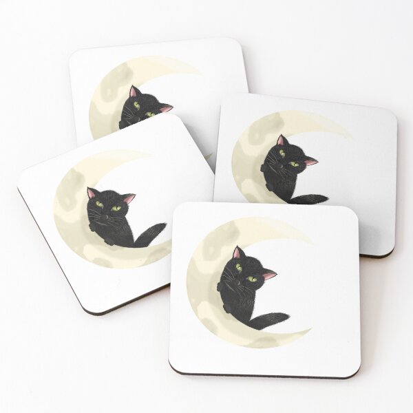Item preview, a black cat with a moon designed and sold by Besselenee.