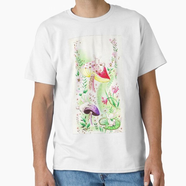 Item preview, Vintage "Fairy, Easter Bunny Wonderland" - Buns, Rabbit, White, Fluffy, Mushrooms, Toadstools, 'Shrooms, Green, Flowers, Garden, Fairy tale, Magical, Retro,  designed and sold by CanisPicta.