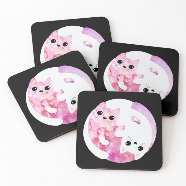 Item preview, Pink Galaxy Yin Yang Cats designed and sold by FirstwaterRuby.