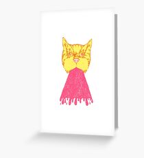 Pink Cat Vomit Greeting Card