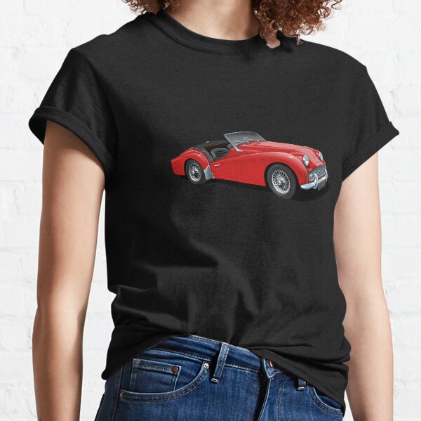 Vista previa del artículo con la obra «Triumph TR3 en rojo», diseñado y vendido por candc-retro.