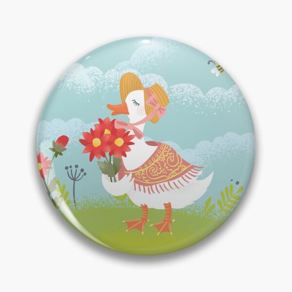 Item preview, Goose with a bouquet of dahlias designed and sold by ladynatali.