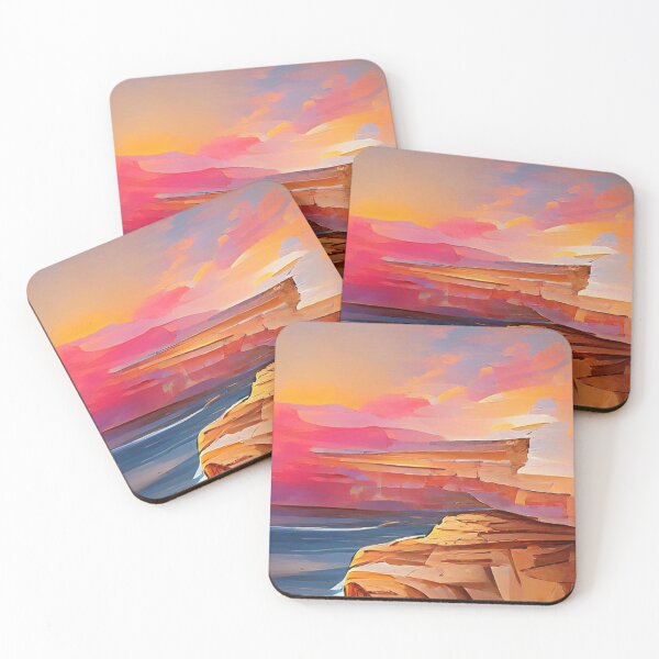 Item preview, Sunset cliffs Rose Gold style Art designed and sold by NeuralProd.
