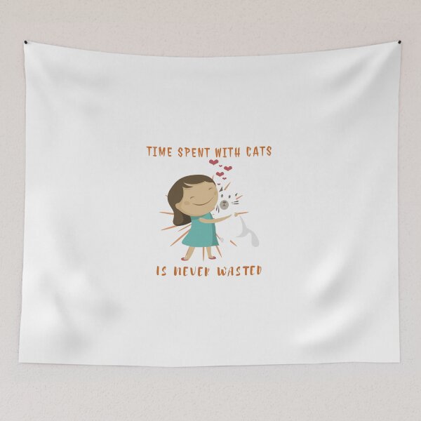 Item preview, Time Spent With Cats Is Never Wasted - Little Cute Girl Carrying A White Cat Love Heart designed and sold by universegrace.