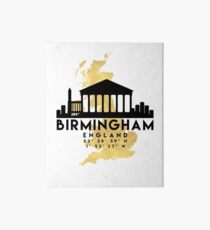 BIRMINGHAM ENGLAND SILHOUETTE SKYLINE MAP ART Art Board