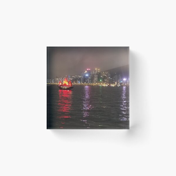 Item preview, gloomy hong kong with traditional boat designed and sold by ConzyBelle.