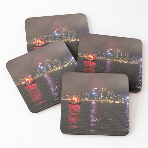 Item preview, gloomy hong kong with traditional boat designed and sold by ConzyBelle.