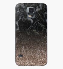 Glitter Ombre - schwarzer Marmor & Roségold Glitter Hülle & Klebefolie für Samsung Galaxy