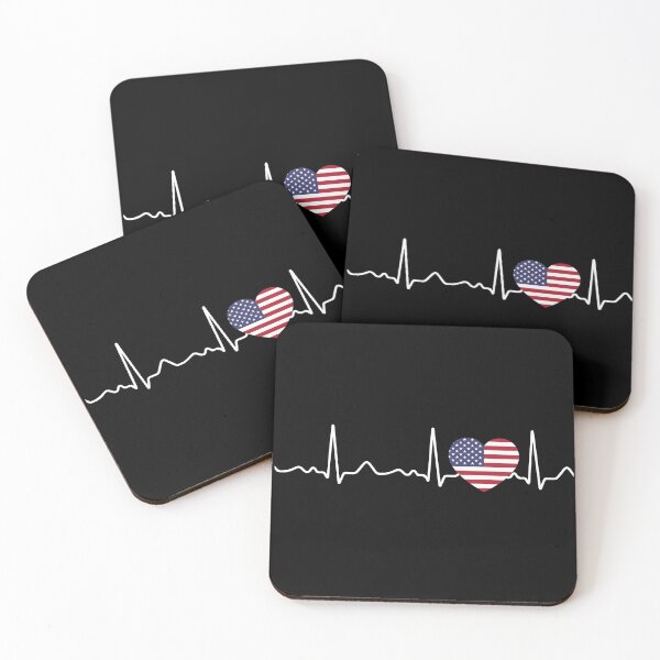 Item preview, USA - heartbeat, pulse, heart line, ecg designed and sold by Mohja-Design.