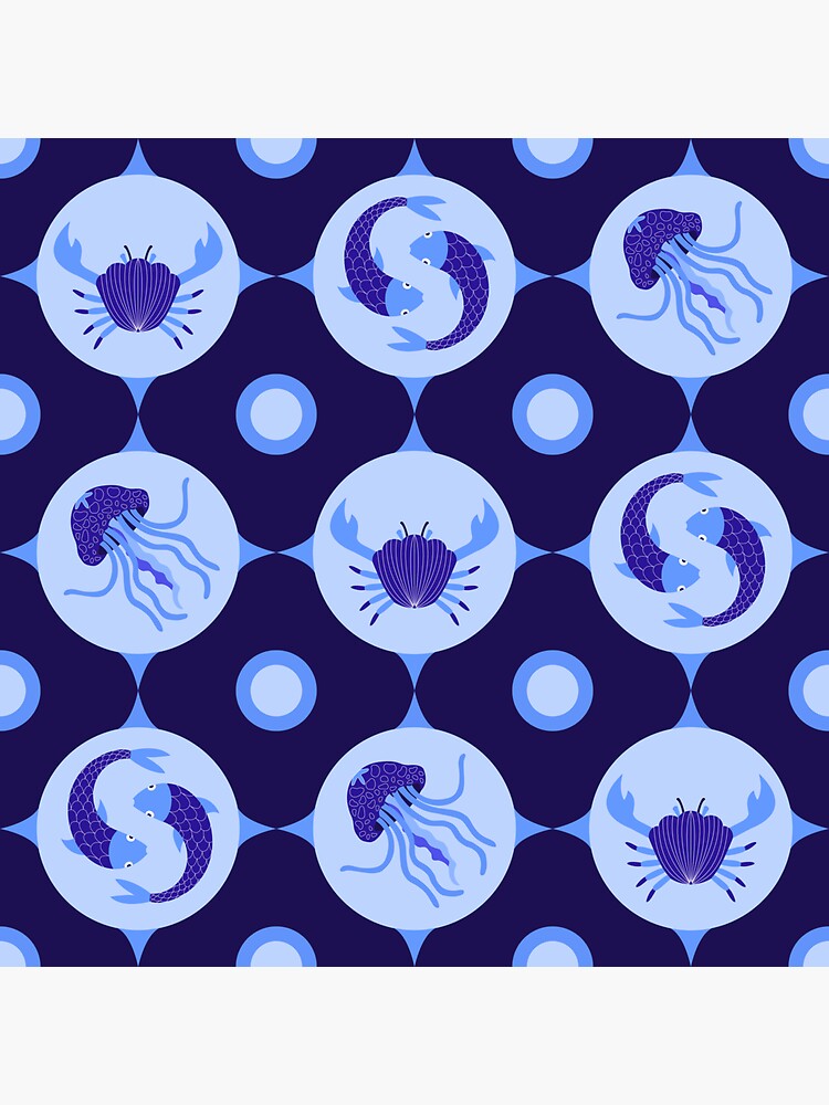 Thumbnail 3 of 3, Sticker, Nauticle mosaic tile design designed and sold by indiVisibl.