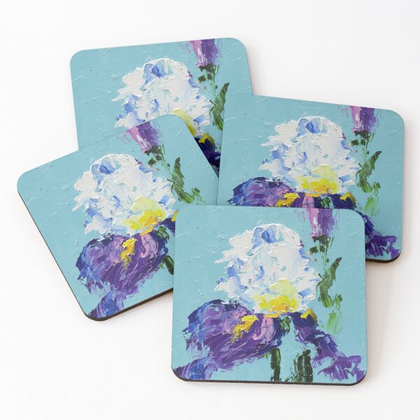 Item preview, Iris Flower Abstract On Turquoise Background designed and sold by NatalyMak.