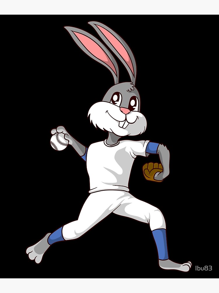 Easter Bunny Baseball Rabbit Pitcher Cute Gift Poster