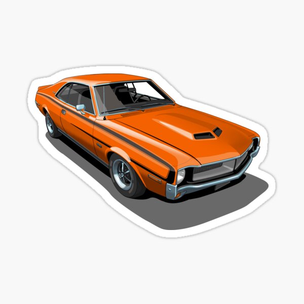 Vista previa del artículo con la obra «AMC Javelin SST en Big Bad Orange», diseñado y vendido por candc-retro.