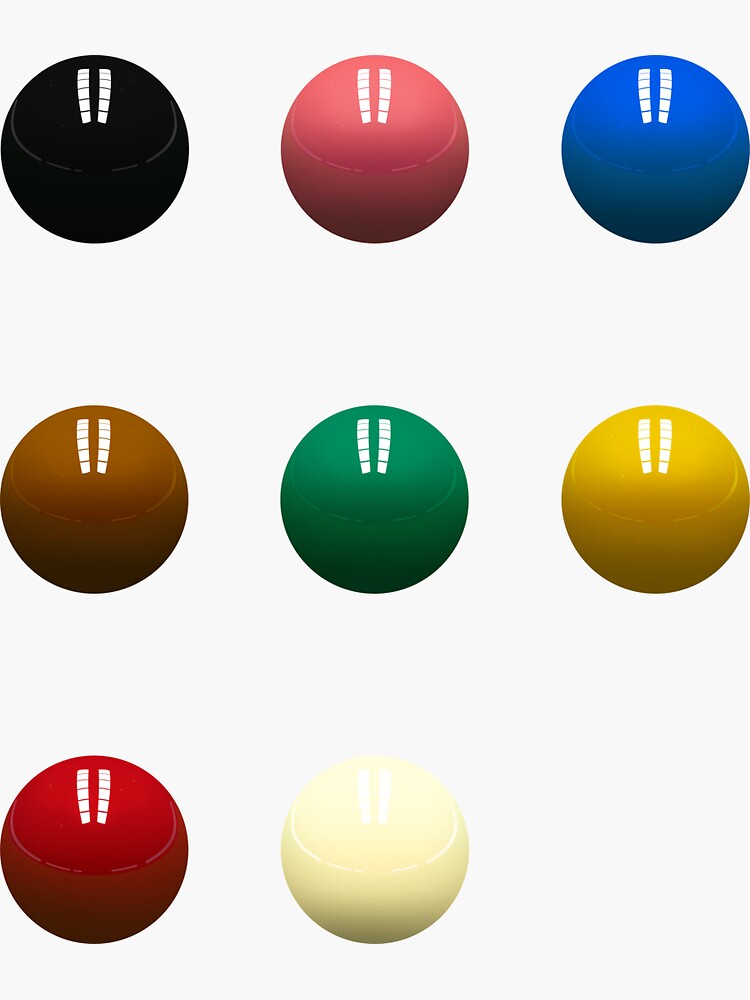 "Pack of Snooker Colours and Cue Ball Sticker" Sticker for Sale by Cue