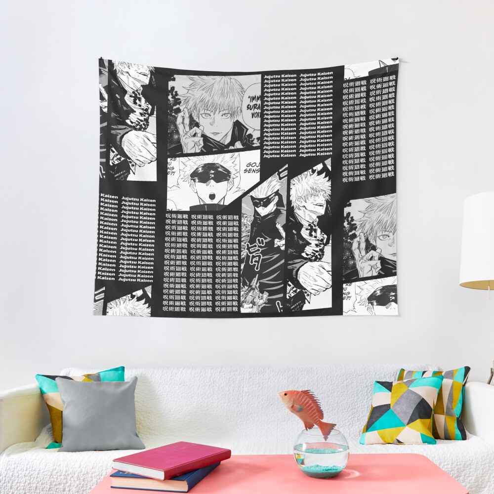 "Satoru Gojo Jujutsu Kaisen Manga Panel Anime Design " Tapestry by