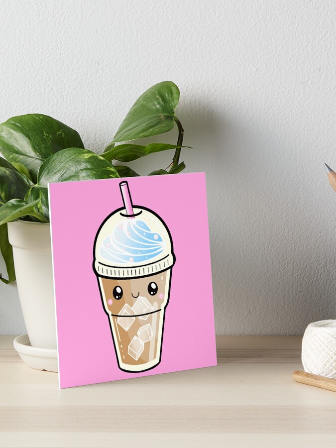 Kawaii Cute Iced Coffee For Coffee Lovers Art Board Print for Sale by  MariKatri
