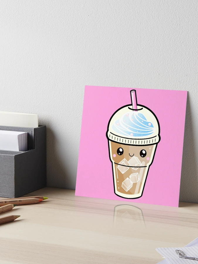 Kawaii Cute Iced Coffee For Coffee Lovers Art Board Print for Sale by  MariKatri