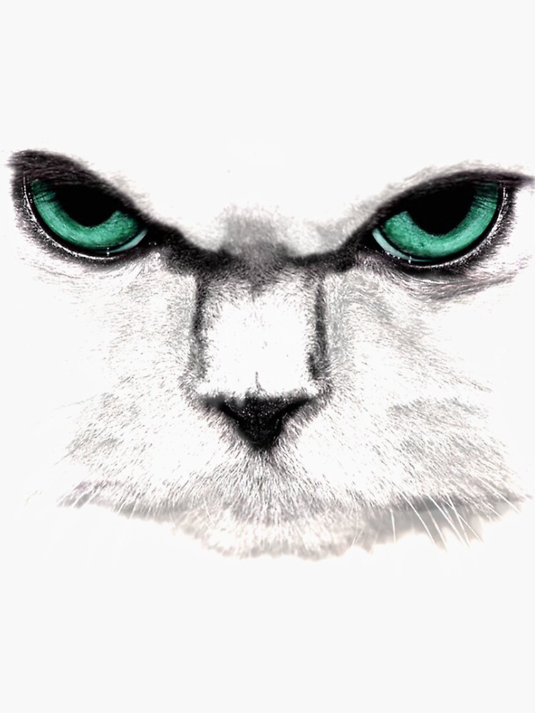 "Black cat with green eyes Essential TShirt" Sticker by FeliciaHaase