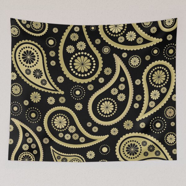 Item preview, Funky Paisley Design Golds on Black designed and sold by NataliePaskell.