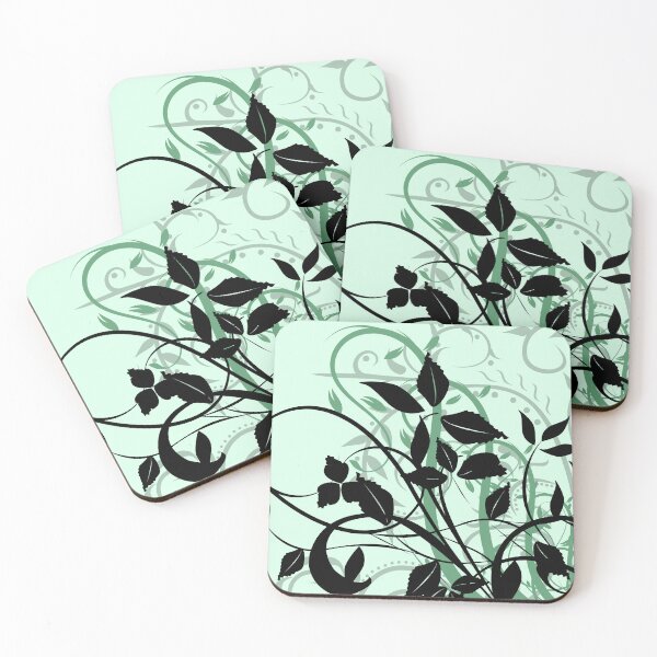 Item preview, Simplistic Floral Silhouette Pattern - Black and Green designed and sold by Bennymp.