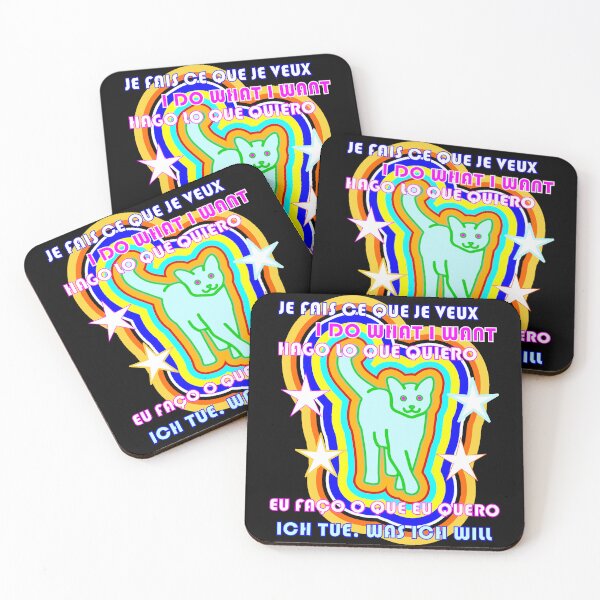 Item preview, Psychedelic Cat Says I Do What I Want Five French English Spanish Portuguese German designed and sold by artfulnotebook.