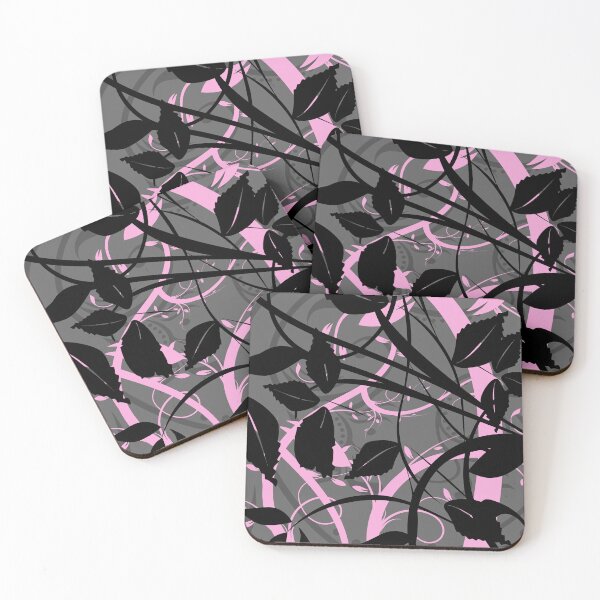 Item preview, Dark Leaf Pattern with Tribal Marks with Pink Highlights designed and sold by Bennymp.