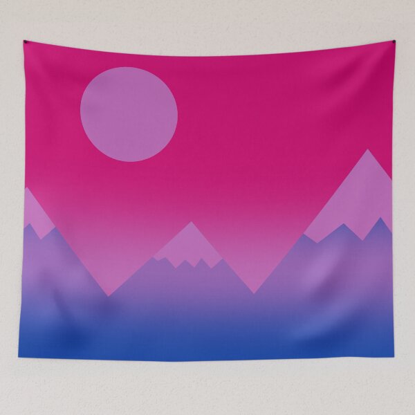 Item preview, Discreet Bisexual Flag Foggy Mountains designed and sold by Creations-By-Em.
