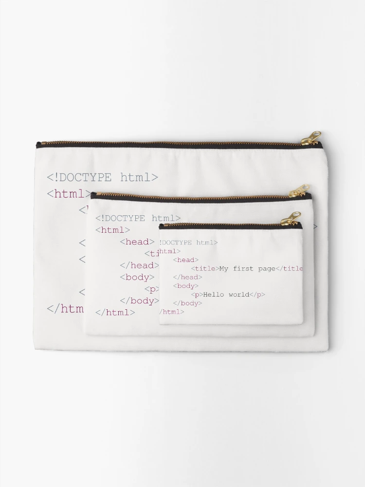 Thumbnail 2 of 4, Zipper Pouch, Hello World in HTML Code designed and sold by MDRNHOME.