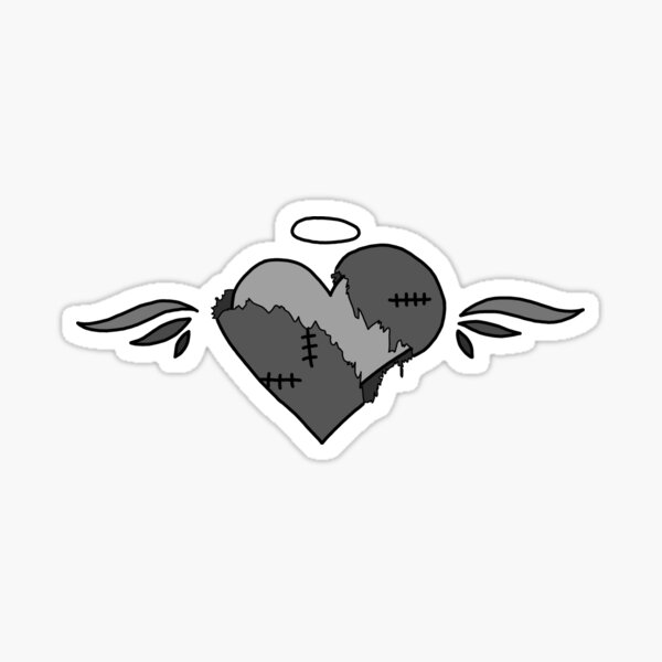 Broken heart black' Sticker | Spreadshirt