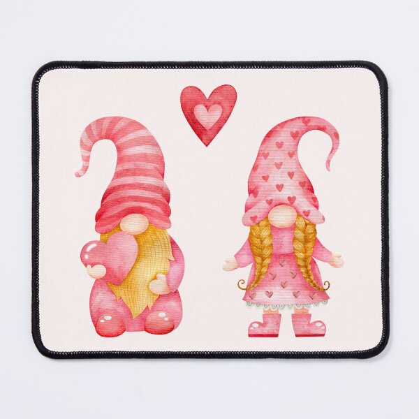 Item preview, Pink Valentine Gnome Couple With Heart, Cute Watercolor designed and sold by DaisyPaints.