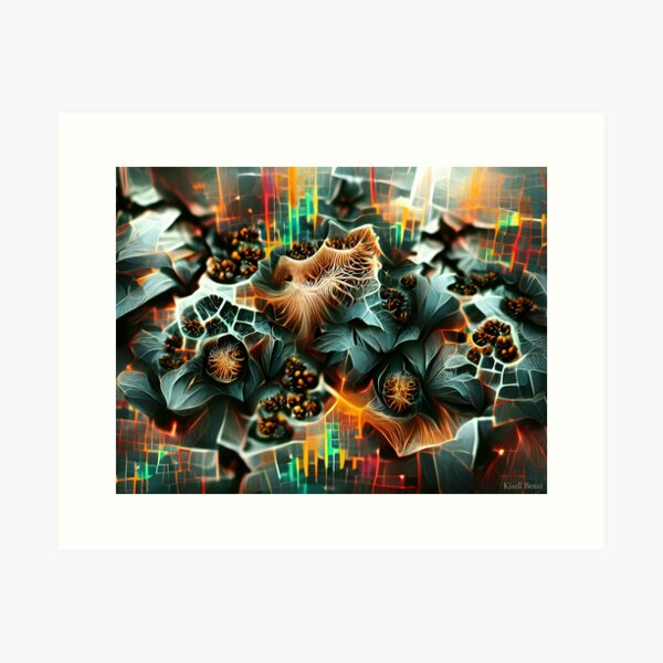 Fractal growth in a sea of data points Art Print