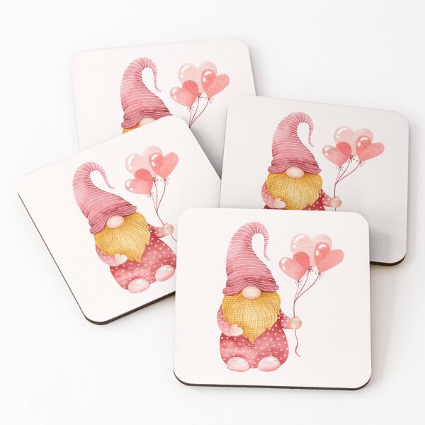 Item preview, Red Valentine Gnome With Heart Balloons, Cute Watercolor designed and sold by DaisyPaints.