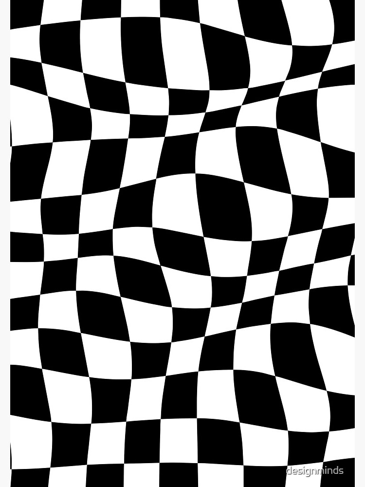 Warped Checkered Pattern (black/white) | Spiral Notebook