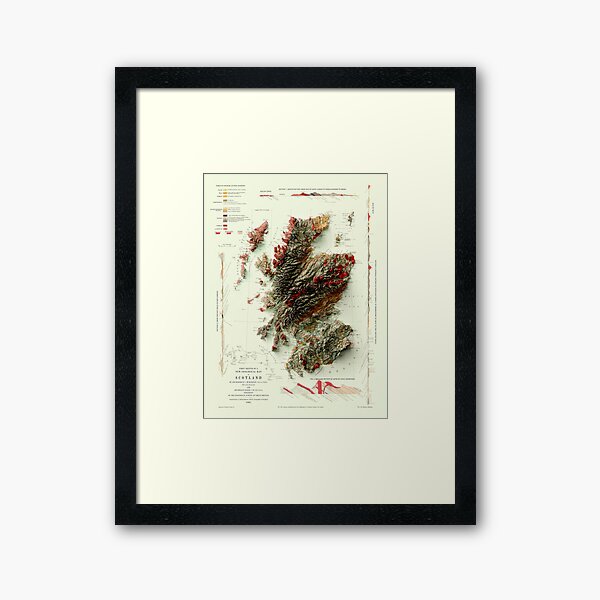 Item preview, 1865 Scotland Geological Relief Map digitally-rendered designed and sold by ThinkAboutMaps.