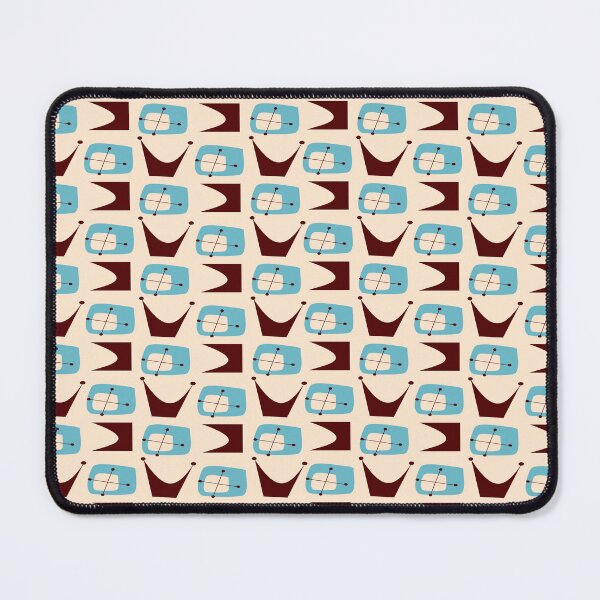 Item preview, Mid Century Modern Inspired Crowns and Cubes Print on Beige designed and sold by RetroTrend.