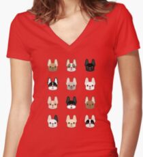 Frenchies Family Women's Fitted V-Neck T-Shirt
