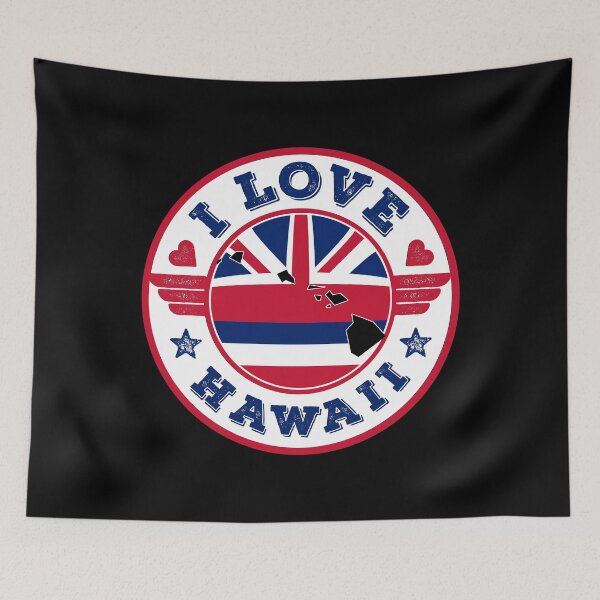 Item preview, I Love Hawaii State Map and Flag designed and sold by Worldesigns by Artsiren.