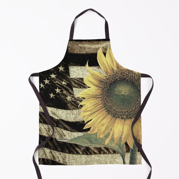 Item preview, Rustic Sunflower Flower on Flag Country Art Cottage Chic Matted Picture USA A050 designed and sold by byNicol.