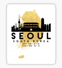 SEOUL SOUTH KOREA SILHOUETTE SKYLINE MAP ART Sticker