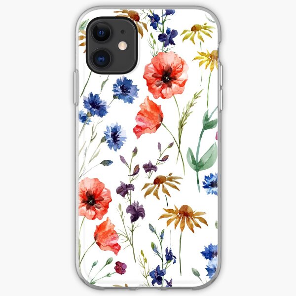 wild flower watercolor iPhone Soft Case