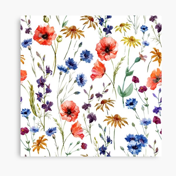 Pastel Color Watercolor Flowers Canvas Prints | Redbubble