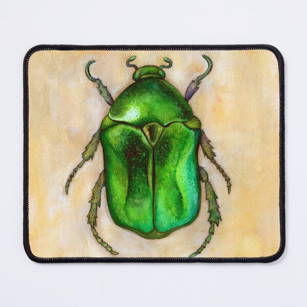 Item preview, Green rose beetle watercolor painting designed and sold by Egle Kristensen.