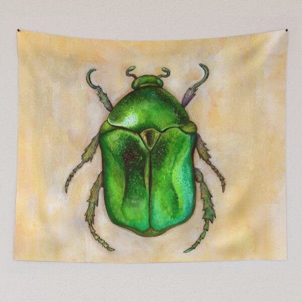Item preview, Green rose beetle watercolor painting designed and sold by Egle Kristensen.