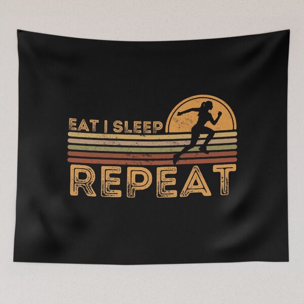 Item preview,  Eat Sleep Run Repeat, Eat Sleep Race Repeat, Funny Runner Retro Sunset Print designed and sold by Auntieck.