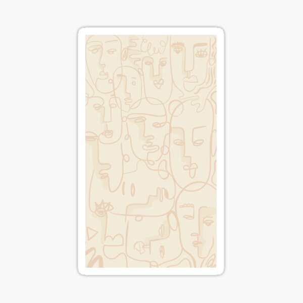 Vista previa del artículo con la obra «Arte de línea de caras beige abstractas», diseñado y vendido por IlinaK.