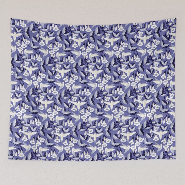 Item preview, Hummingbirds and Trumpet Flowers - very peri designed and sold by appleyards.