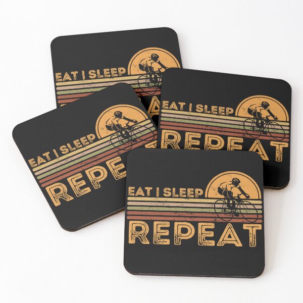 Item preview, Eat Sleep Cycle Repeat, Eat Sleep Race Repeat, Funny Cyclist Retro Sunset Print designed and sold by Auntieck.